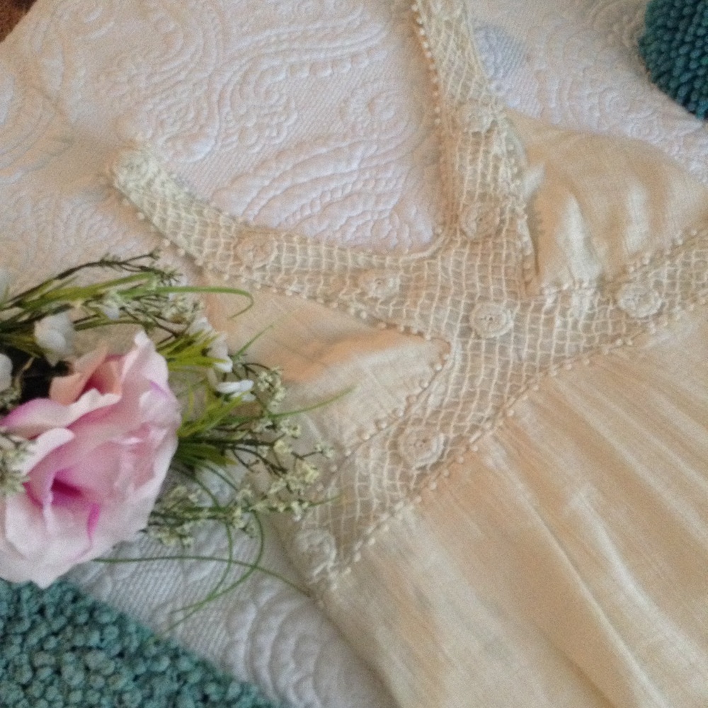 STYLE & CO. 100% COTTON CREAM BOHO MAXI  M NWOT